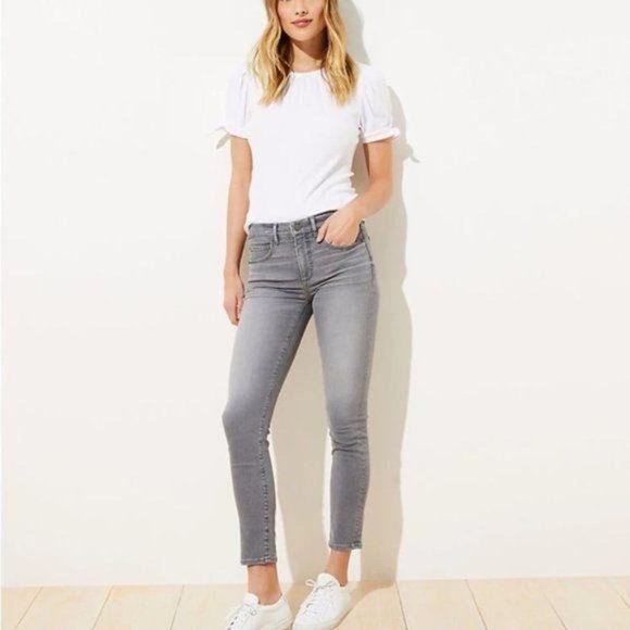 Loft Factory Modern Skinny Gray Jeans 0 Ankle Zip - Picture 1 of 11